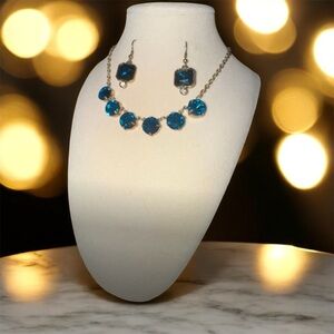 Dazzling Blue Crystal Necklace and Earring Set